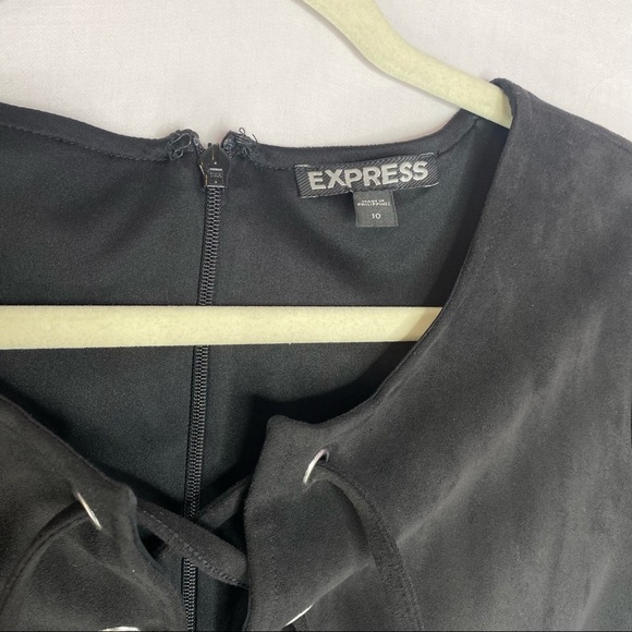 Express Black Suede Lace up Front Dress - Picture 7 of 9